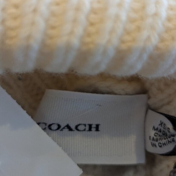 Coach Cream Ivory Oversized Turtleneck Poncho Wool Blend Sweater - size XS NWT - Picture 5 of 6